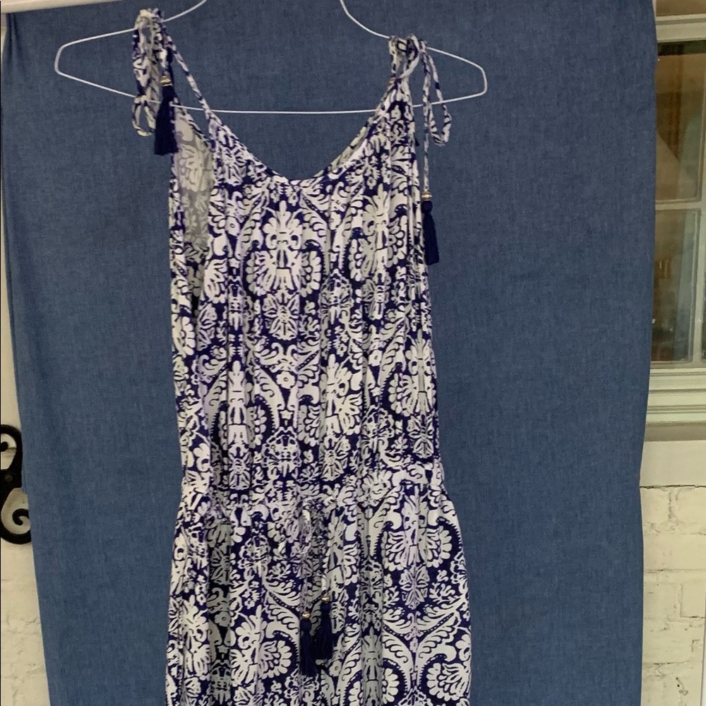 Blue island long pants blue and white jumpsuit